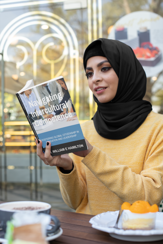 Mockup of a woman at a coffee store reading a book and eating 32410