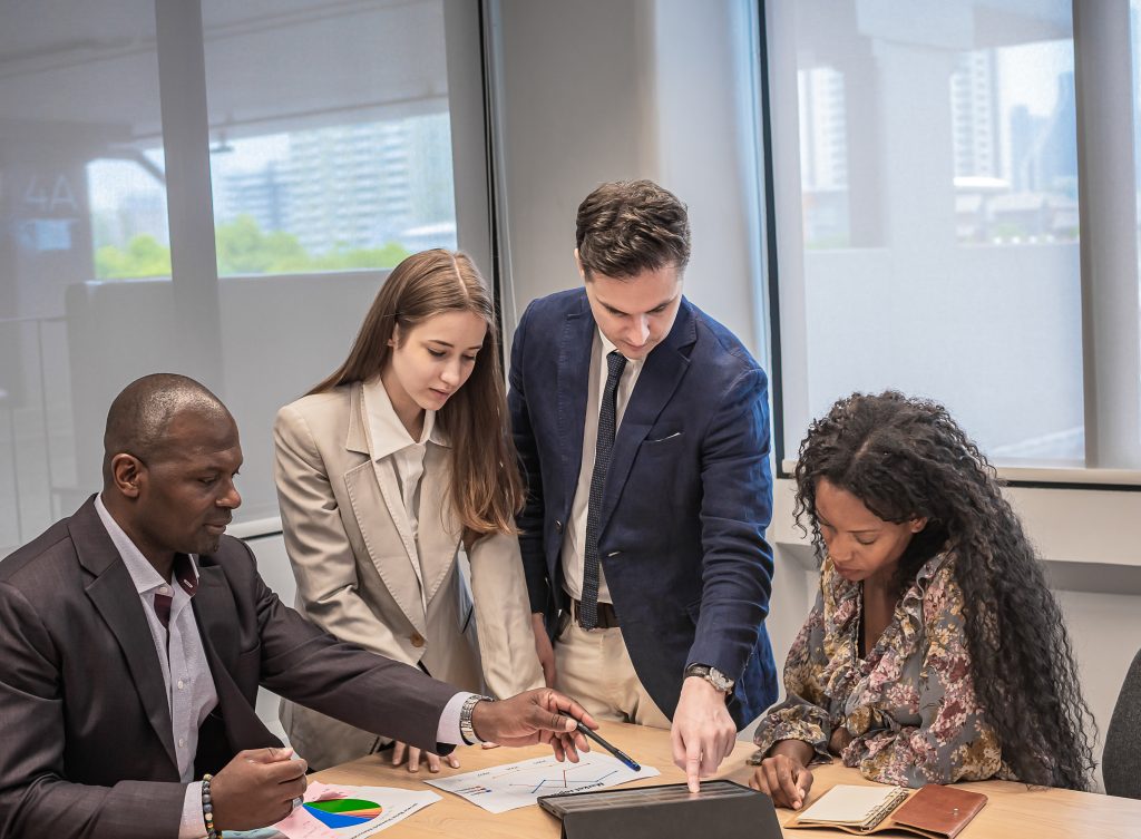Business people meeting and look tablet for discuss with project