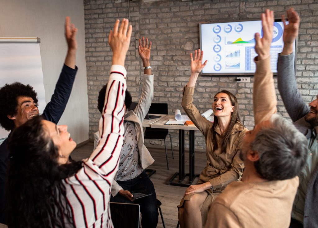Group of diverse group of business people having a meeting while
