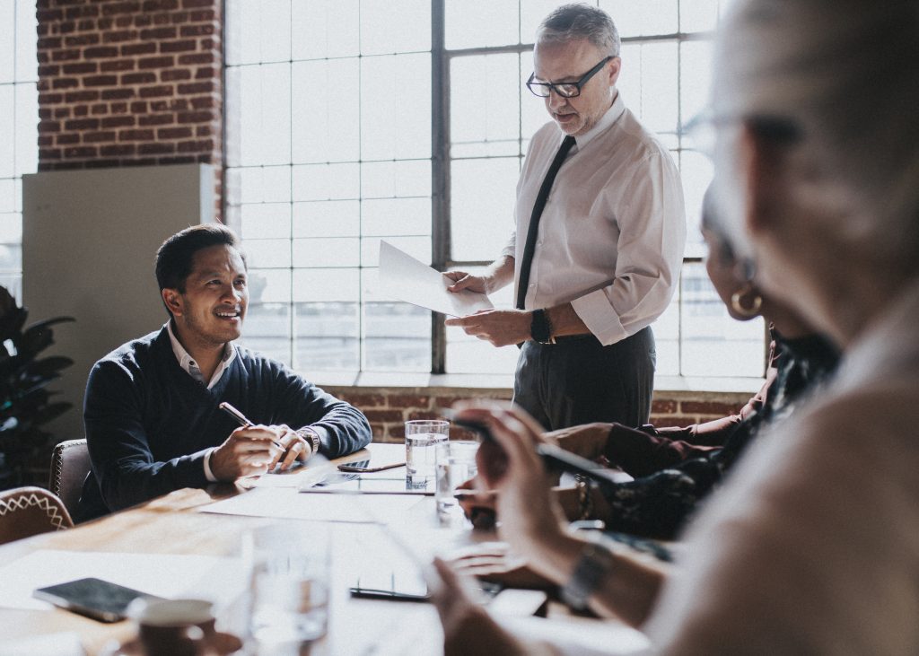 Businesspeople brainstorming in a meeting